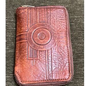 Wilkins Evertite vintage Leather KEY HOLDER Zip around wallet pocket Hand tooled